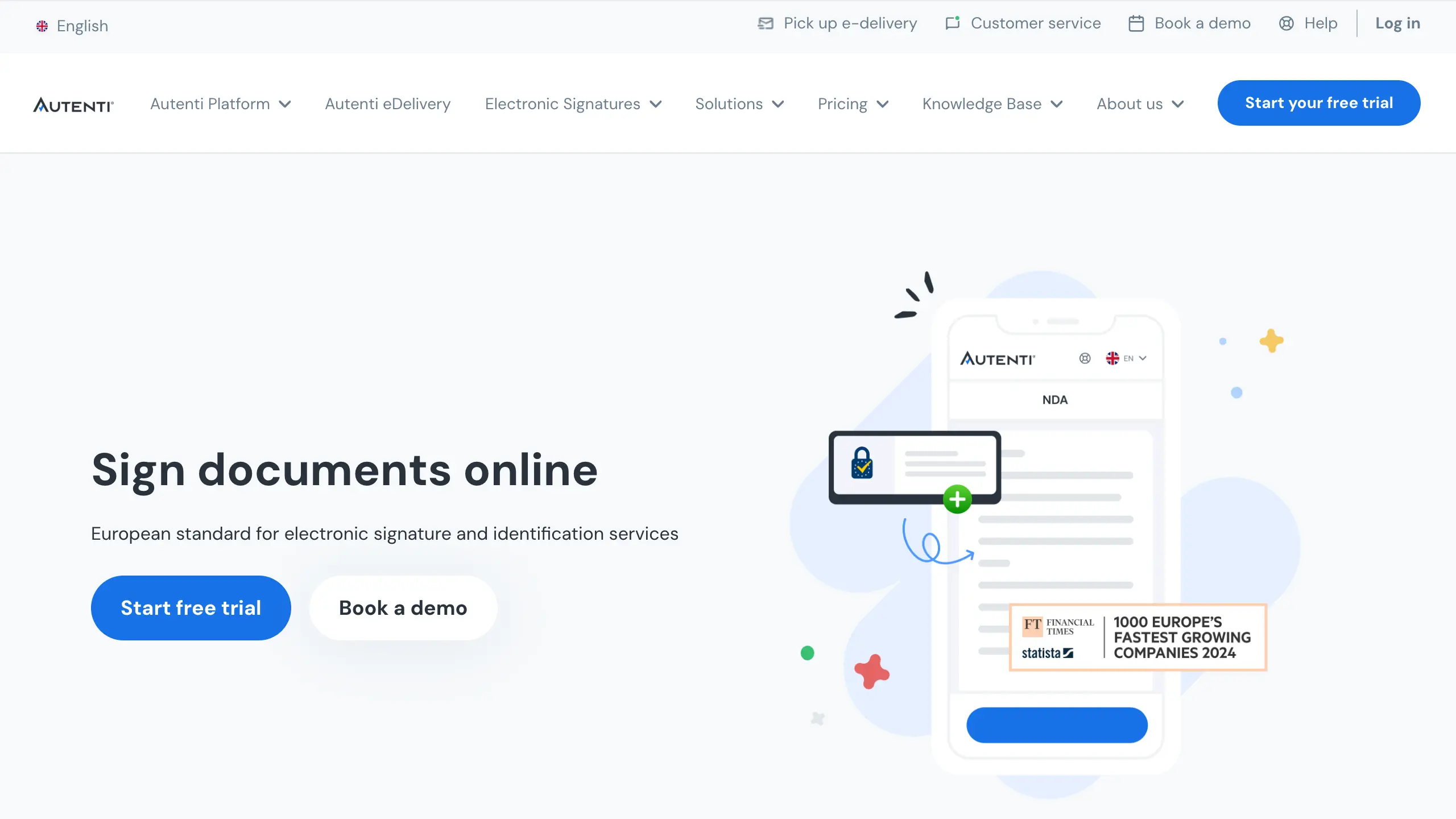 Screenshot of Autenti website