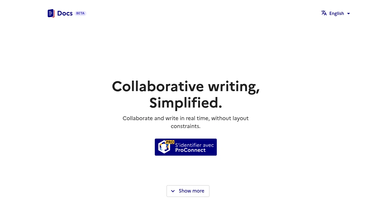 Screenshot of Docs website