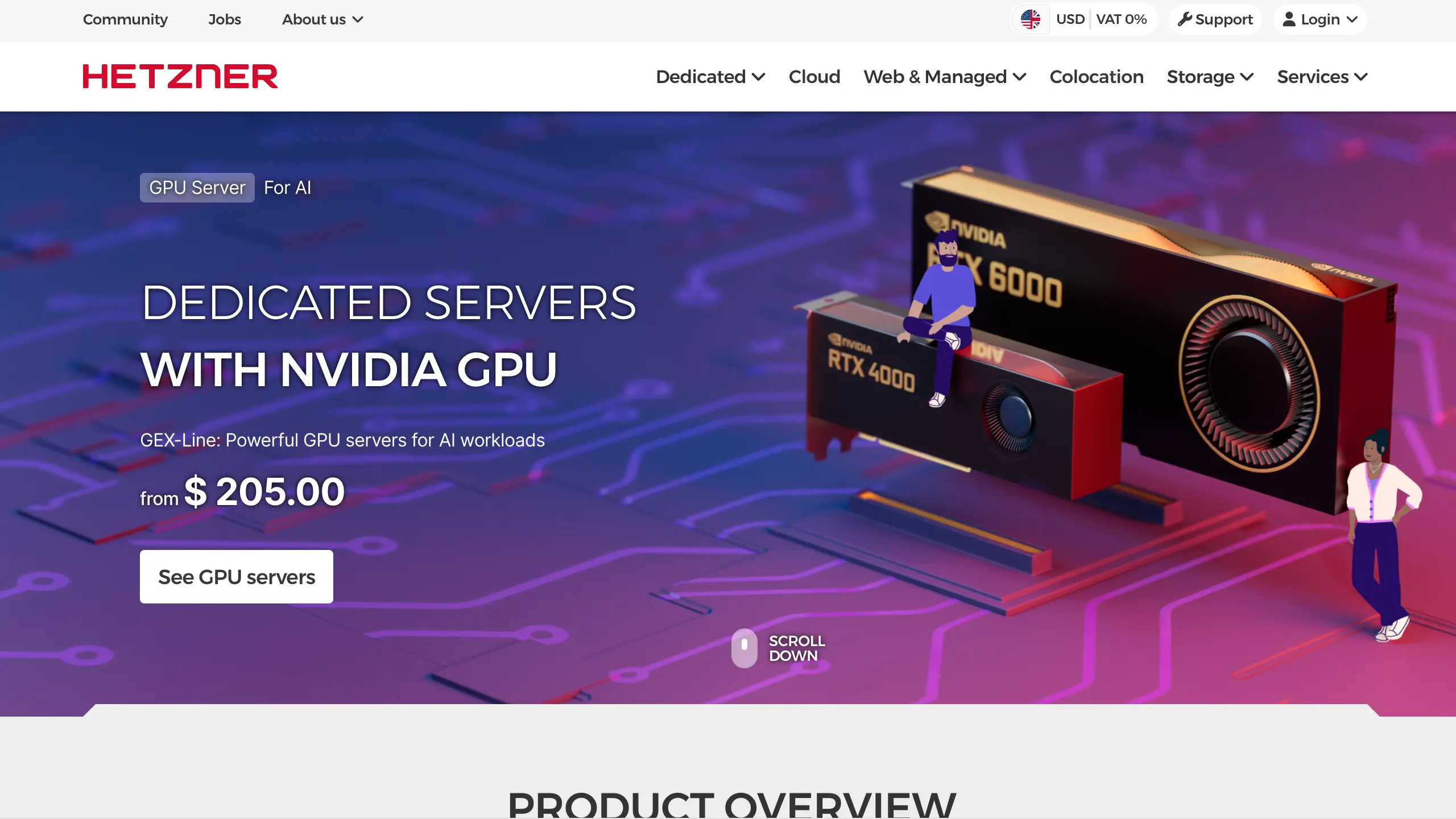 Screenshot of Hetzner website