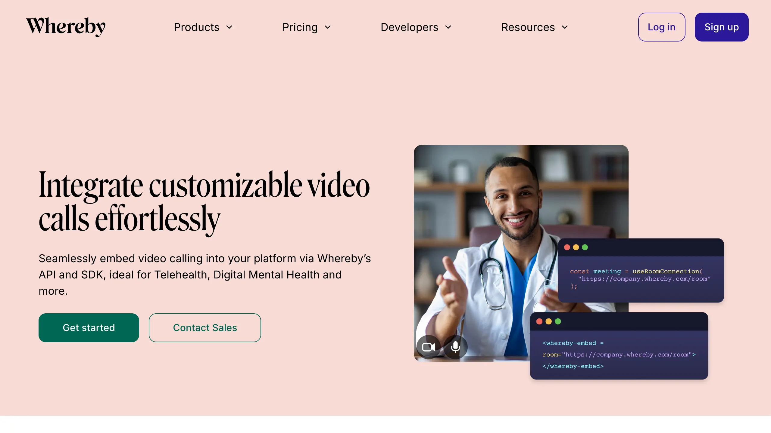 Screenshot of Whereby website